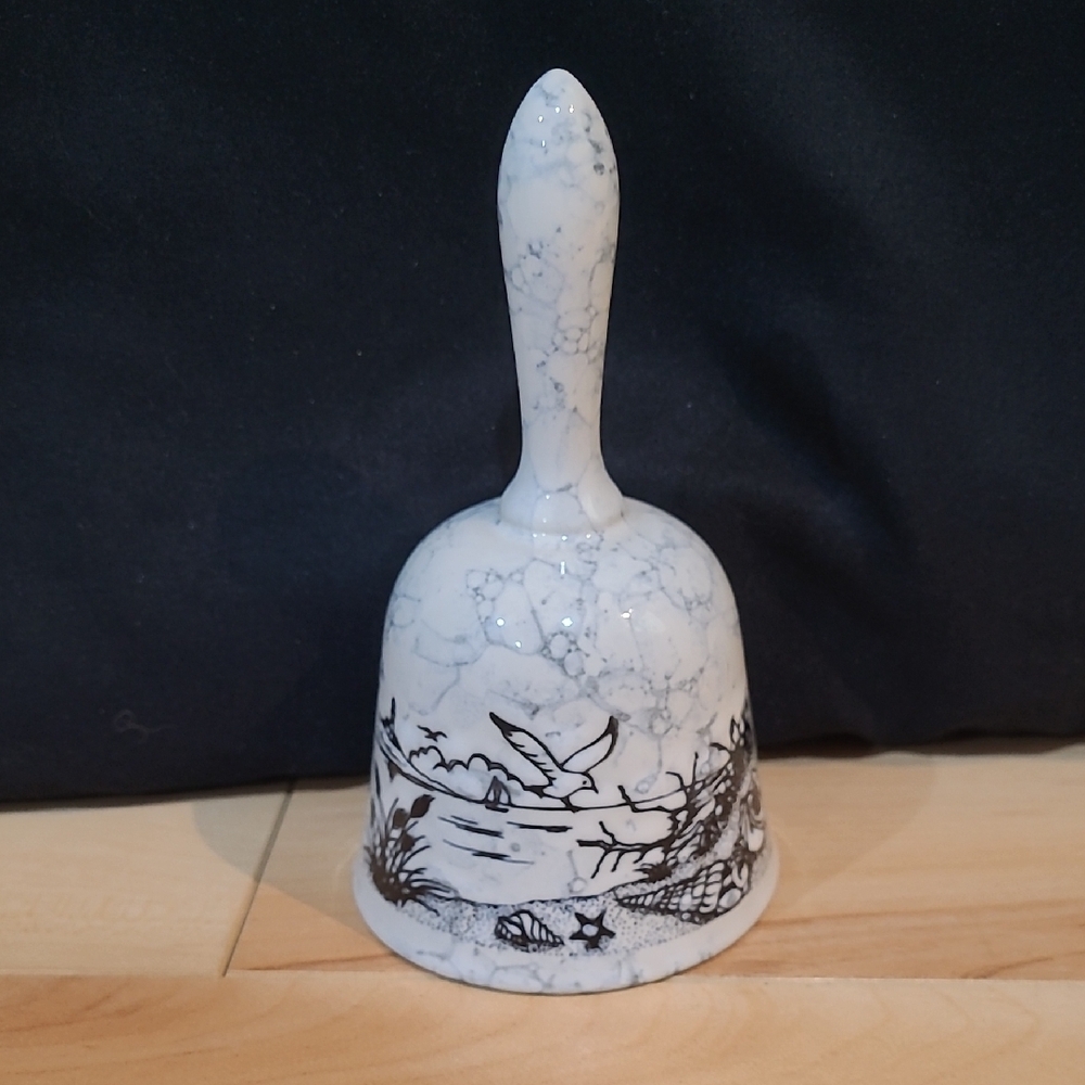 Louisbough N.S. Elegant White and Black Ceramic Bell